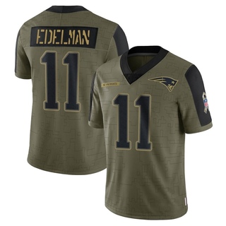 Limited Julian Edelman Youth New England Patriots 2021 Salute To Service Jersey - Olive