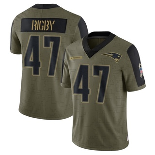 Limited Yvandy Rigby Men's New England Patriots 2021 Salute To Service Jersey - Olive