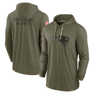 Men's New England Patriots 2022 Salute to Service Tonal Pullover Hoodie - Olive