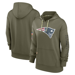 Women's New England Patriots 2022 Salute to Service Performance Pullover Hoodie - Olive