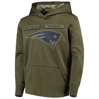 Youth New England Patriots 2018 Salute to Service Pullover Performance Hoodie - Green