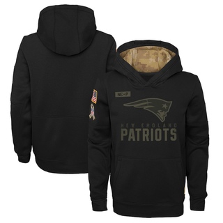 Youth New England Patriots 2020 Salute to Service Pullover Performance Hoodie - Black