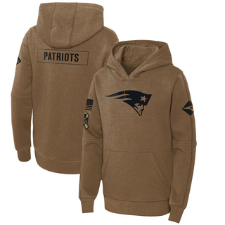 Youth New England Patriots 2023 Salute to Service Club Fleece Pullover Hoodie - Brown