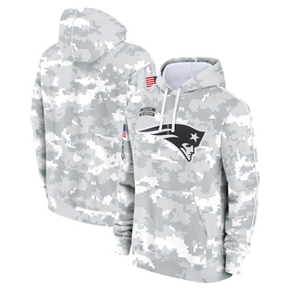 Youth New England Patriots 2024 Salute To Service Pullover Hoodie - White/Gray